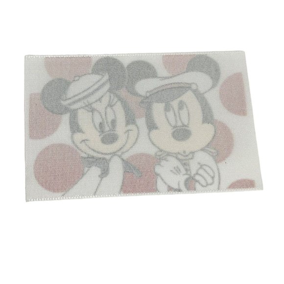 Vintage Walt Disney Blue Polkadot Mickey Minnie Mouse Woven 3” Sew On Label - Picture 2 of 4